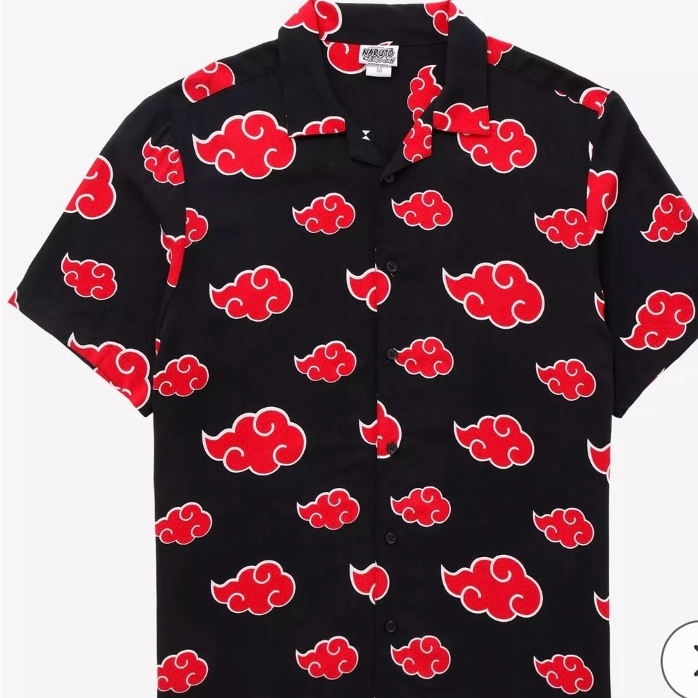 Naruto Black and Red Cloud Pattern Men's Shirt